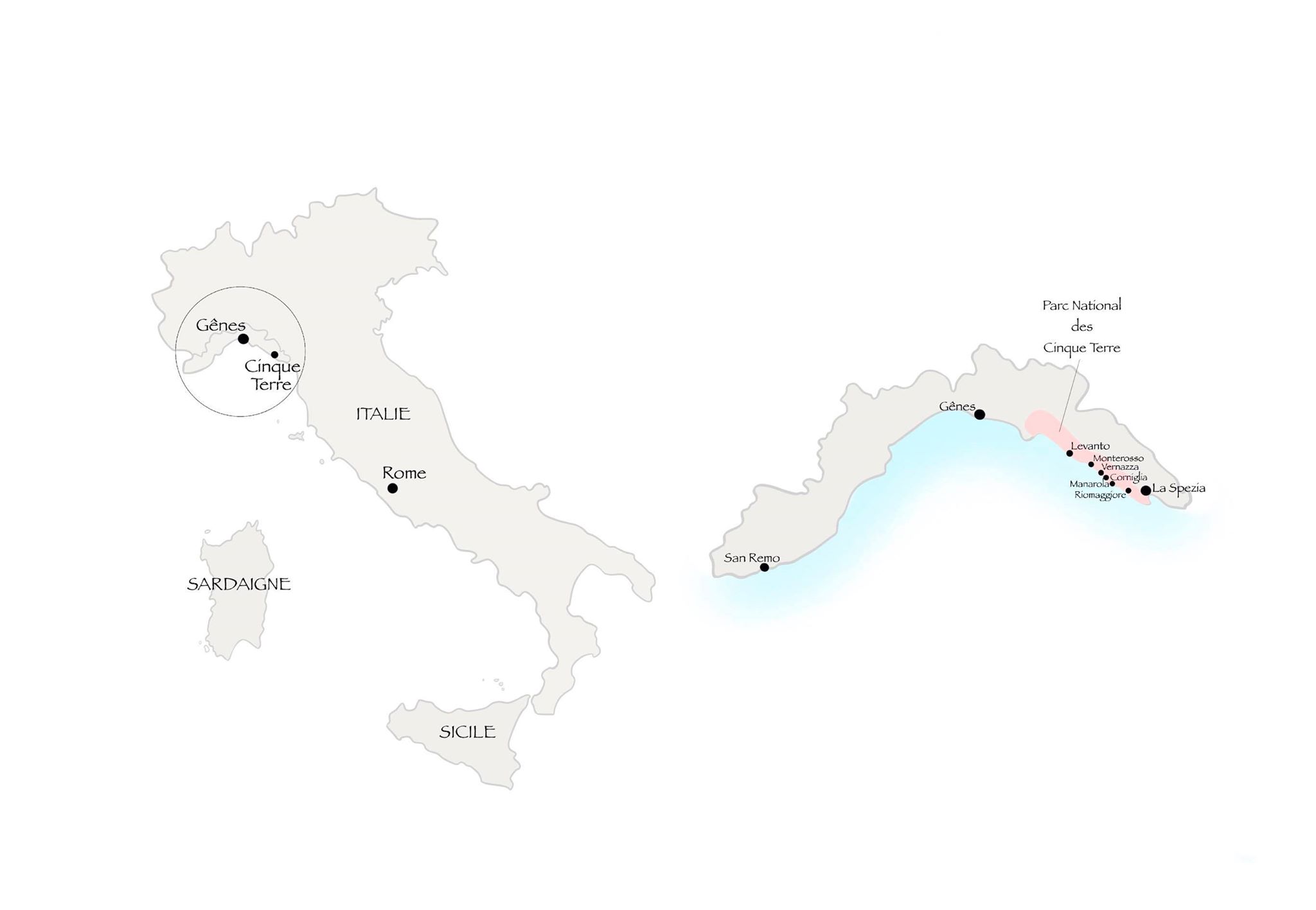 tourist map cinque terre