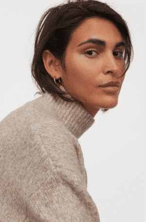 col roulé beige chiné