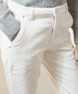 Pantalon velours côtelé crème