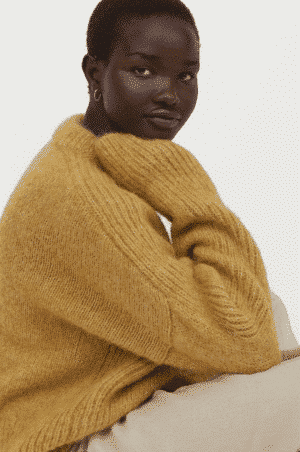 Pull alpaga mélangé moutarde