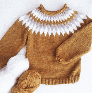 Pull laine moutarde islandais