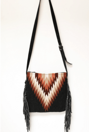 sac bohème franges noir